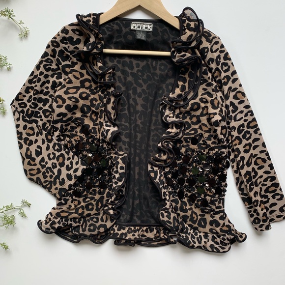 berek Jackets & Blazers - Berek | Cheetah Print Jacket w/ Sequins